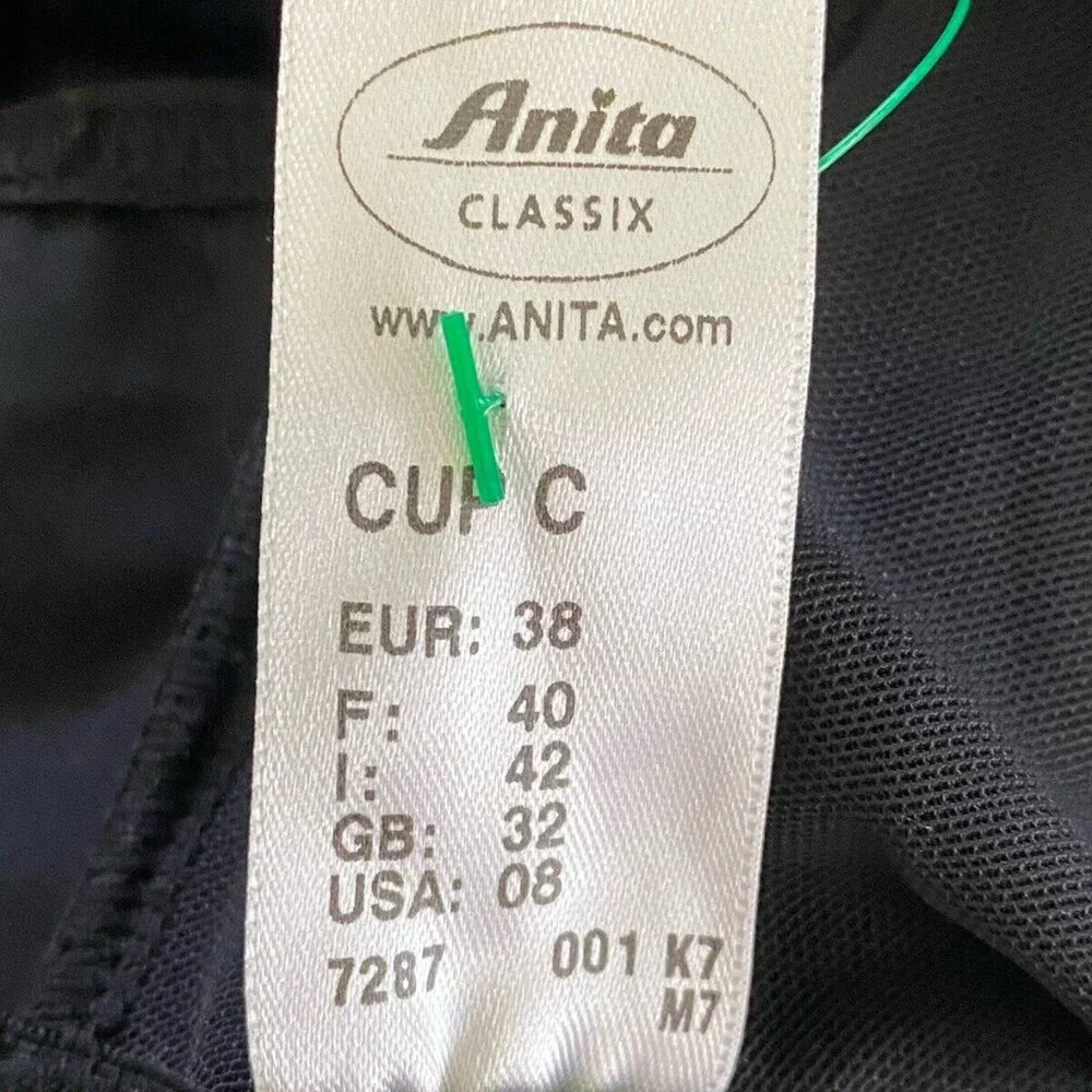 Anita Classix One Piece Swimsuit Size 8 Black White Stitching C Cup Vintage Look